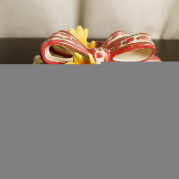 Fitz & Floyd Covered Trinket Bowl Dish Flowers Lilies Ribbon - Picture 6 of 6